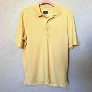 Greg Norman Polo Shirt Mens Small Yellow Play Dry Golf Shark Short Sleeve